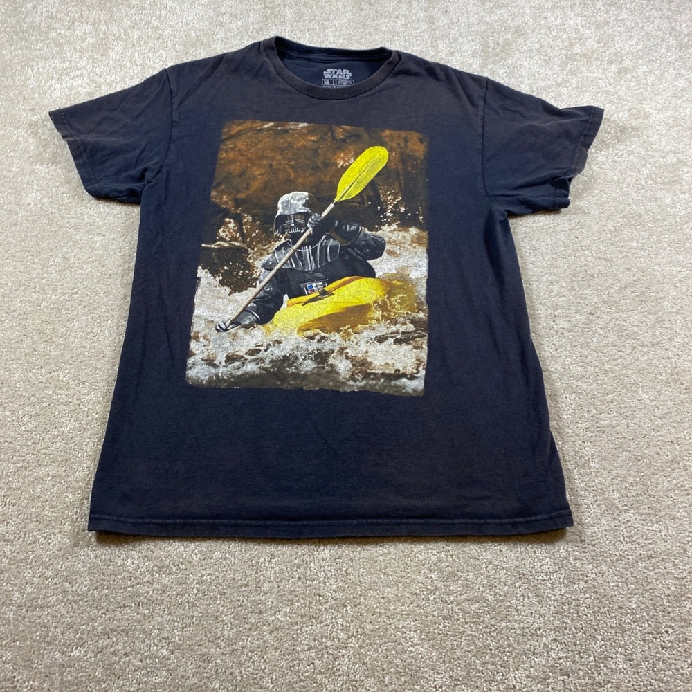 Star Wars T-Shirt Mens Medium Black Darth Vader Kayaking Graphic Tee Fifth Sun